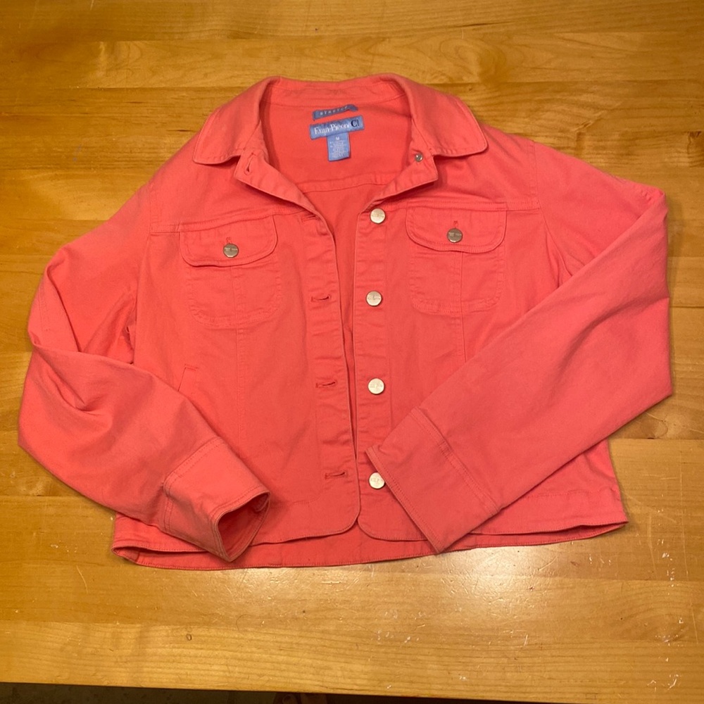 Barbie Pink jean jacket (M) lightly used
